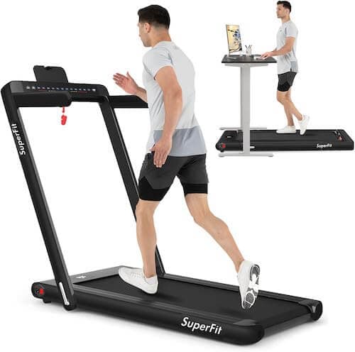 Goplus 2-in-1 Folding Treadmill with Desk image